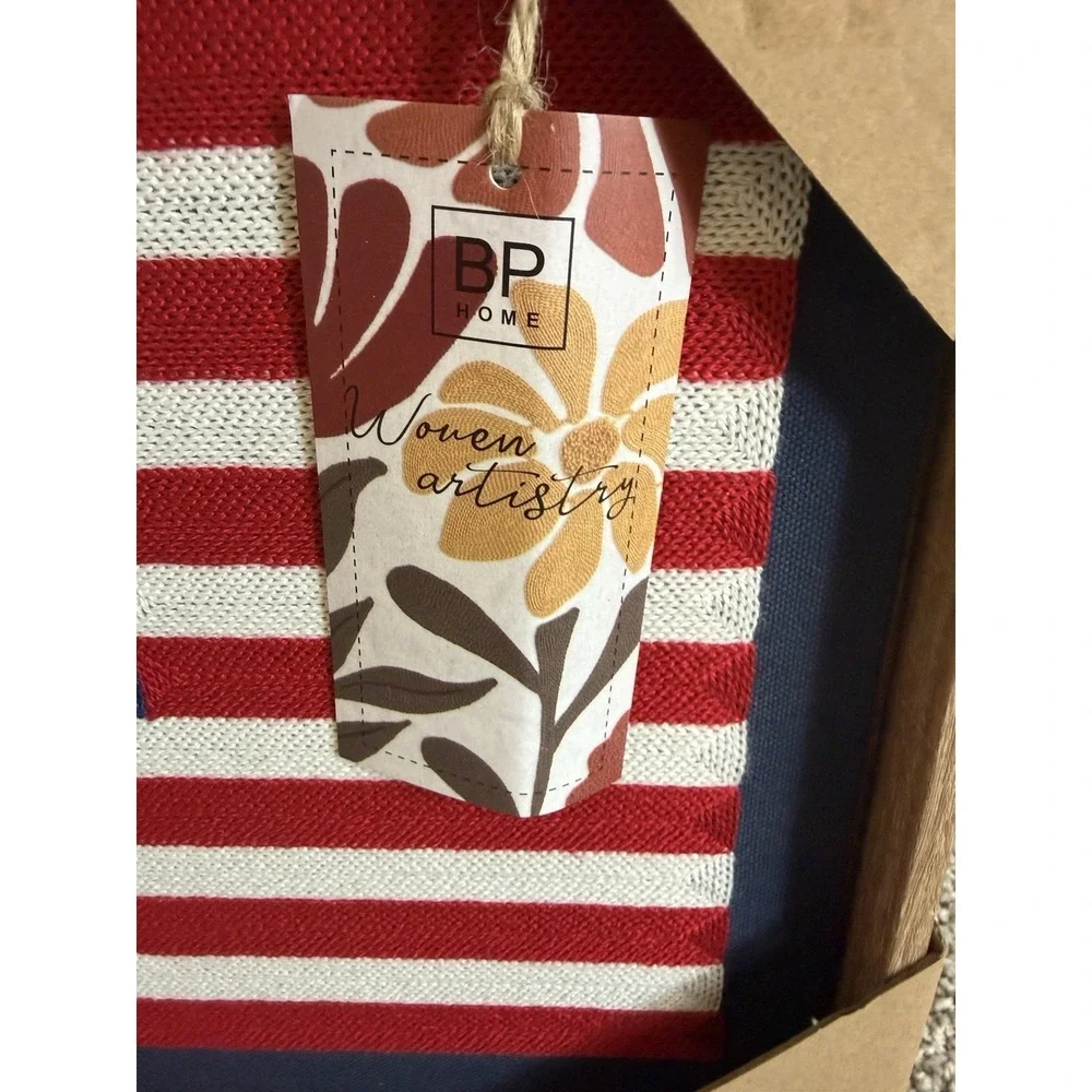 BP Home Woven Embroidery Wall Art Décor American Flag USA Freedom NWT 12 X 15